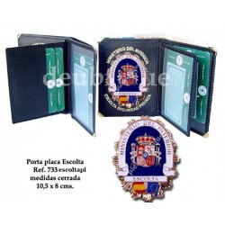 PLACA Y PORTAPLACAS ESCOLTA SEGURIDAD PRIVADA REF. 733ESCOLTAPL